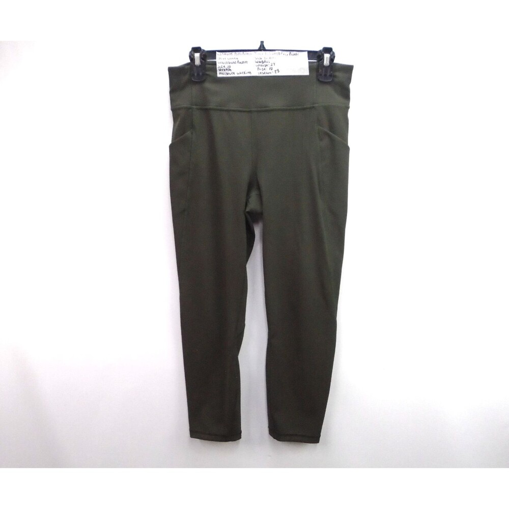Lululemon Time To Sweat Cropped Leggings Womens 10 (29x23) Olive Green Mid Rise